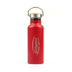 Grisport Vacuum Bamboo Top Water Bottle - Red