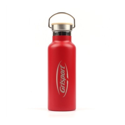Grisport Vacuum Bamboo Top Water Bottle - Red