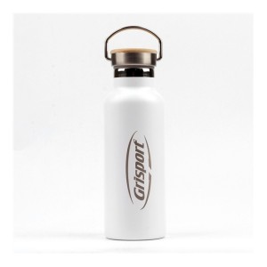 Grisport Vacuum Bamboo Top Water Bottle - White