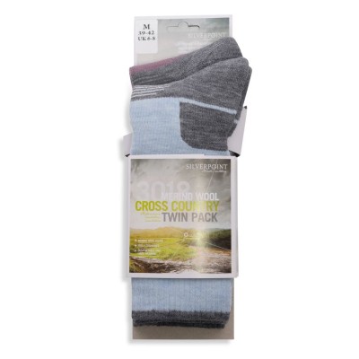 Silverpoint Merino Cross Country Twin Pack - Pink/Light Blue